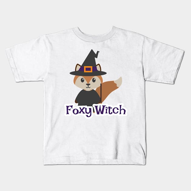 Foxy witch Kids T-Shirt by Lin Watchorn 